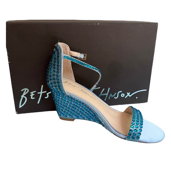 NEW Betsey Johnson SB Debie Blue Rhinestone PUMP SANDAL Womens 7 SHOES Bling NIB - Picture 1 of 14